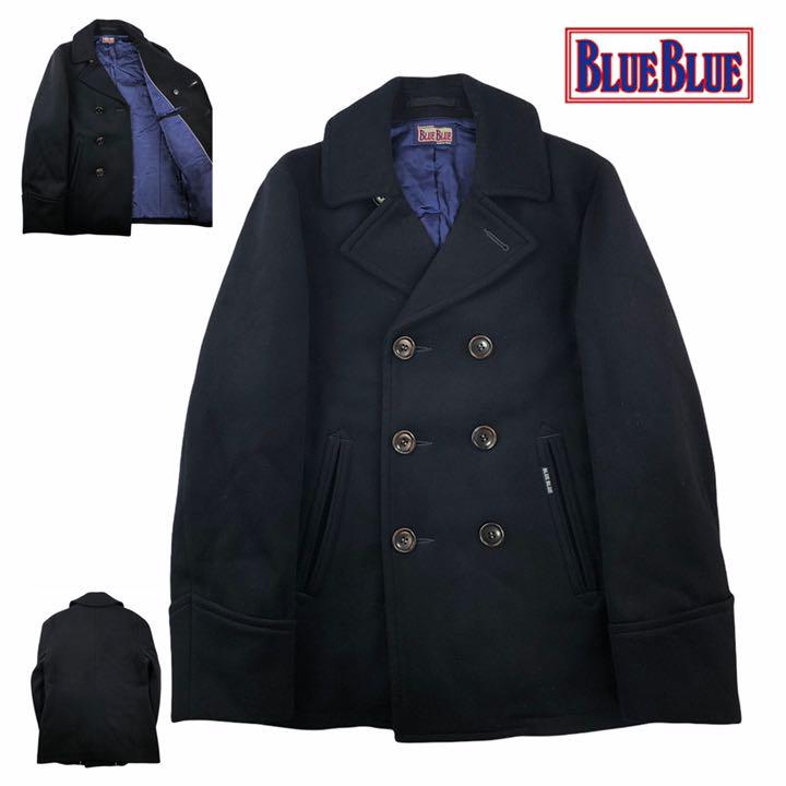 定価約4万 美品 BLUE BLUE ブルーブルー カシミヤ混ピーコート 2/M