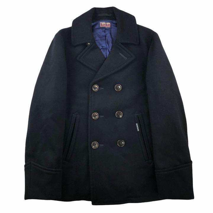 定価約4万 美品 BLUE BLUE ブルーブルー カシミヤ混ピーコート 2/M
