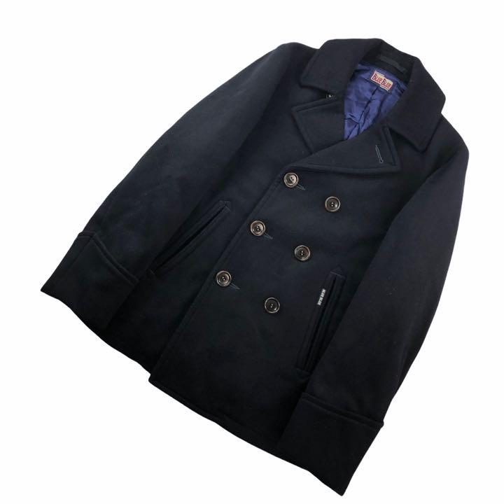 定価約4万 美品 BLUE BLUE ブルーブルー カシミヤ混ピーコート 2/M
