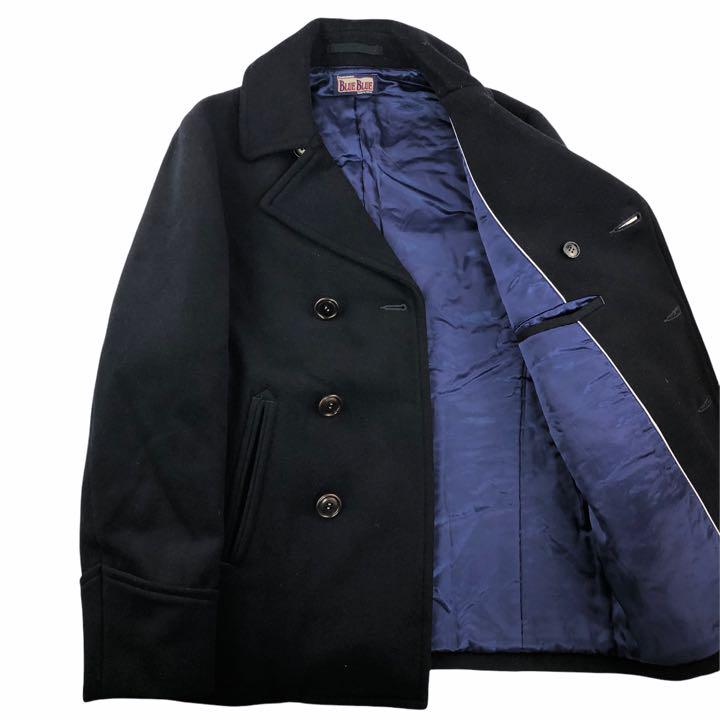 定価約4万 美品 BLUE BLUE ブルーブルー カシミヤ混ピーコート 2/M