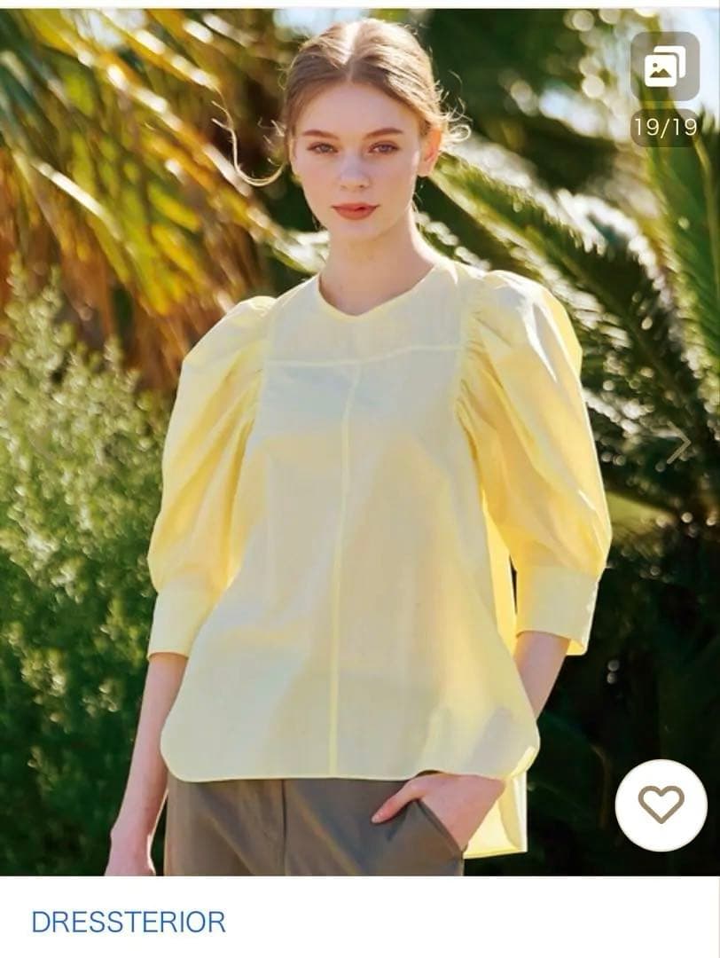 新品☆DRESSTERIOR イエロー ブラウス　半袖36 定価¥18700