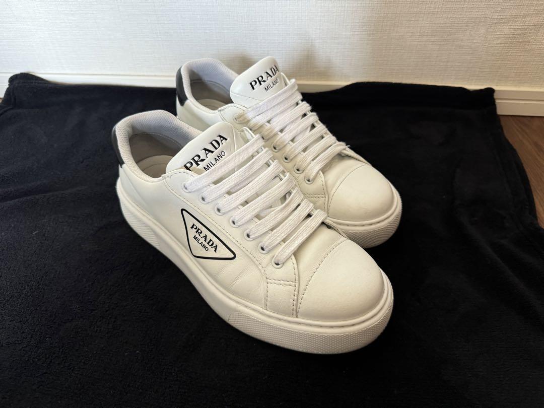 プラダ PRADA レザー ローカットスニーカー UK6.5 ホワイト レザー メンズ スニーカー | 中古ブランドリユースショップ  OKURA(おお蔵)