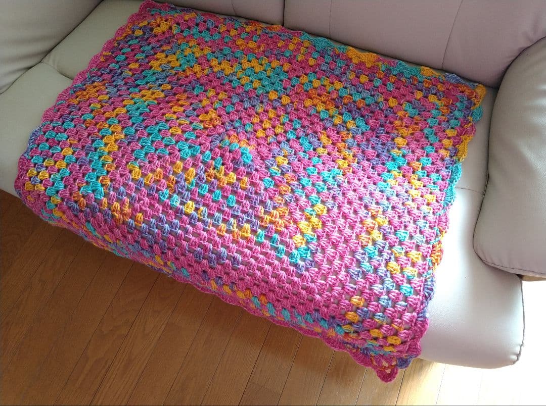 opal毛糸 かぎ編みブランケット ベビーブランケット お昼寝ケット ひざ掛け