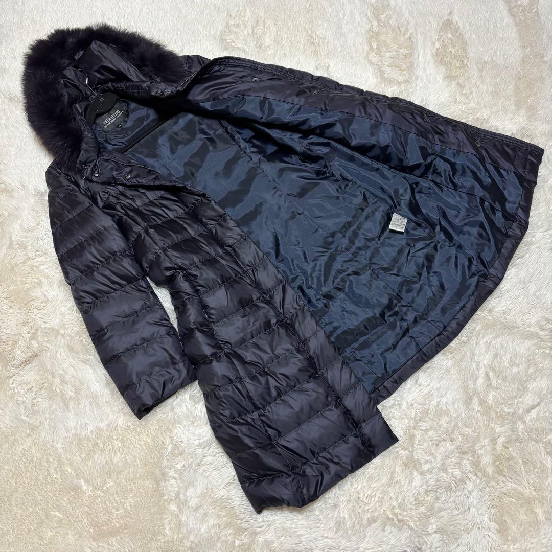 ハナエモリ 40 ブルーフォックス ベルト付 ダウンコート ロング パープル ハナエモリ 40 ブルーフォックス ベルト付 ダウンコート ロング パープル