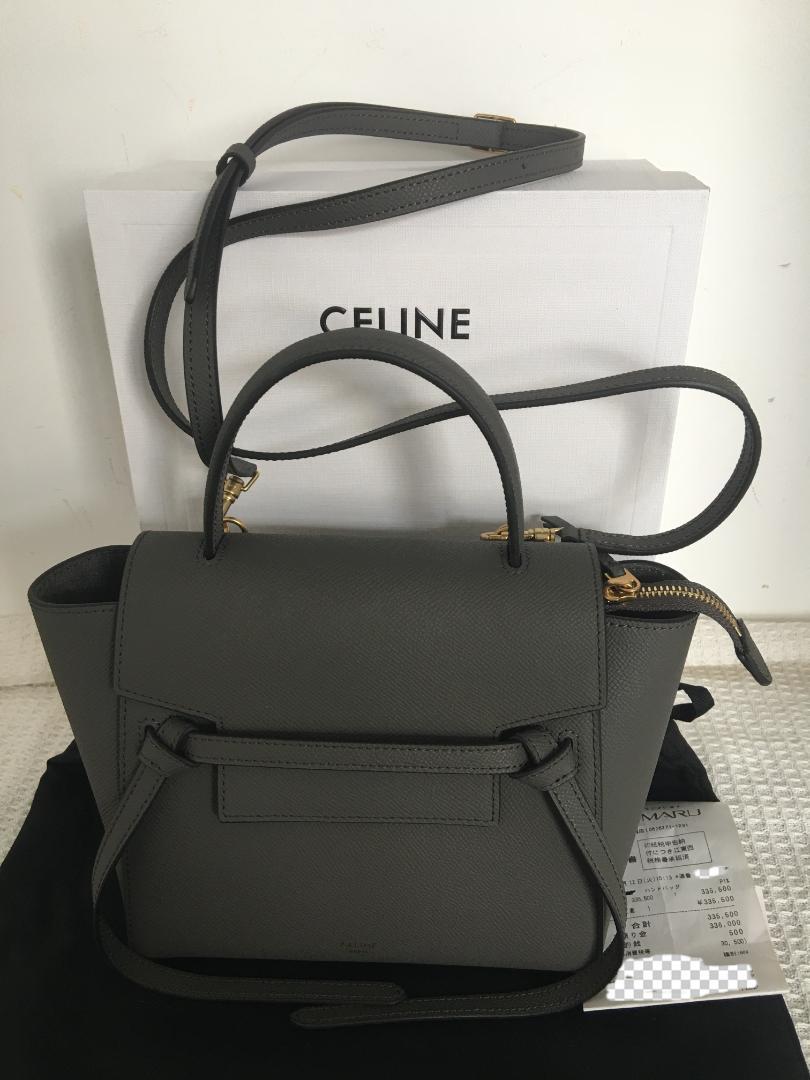 セリーヌ ピコ グレー×ゴールド金具 2WAY 美品
