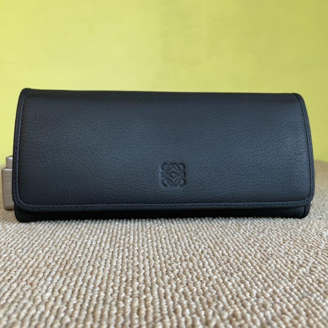 一円　美品　 ロエベ　 LOEWE アマソナ　ロングウォレット　長財布　 黒