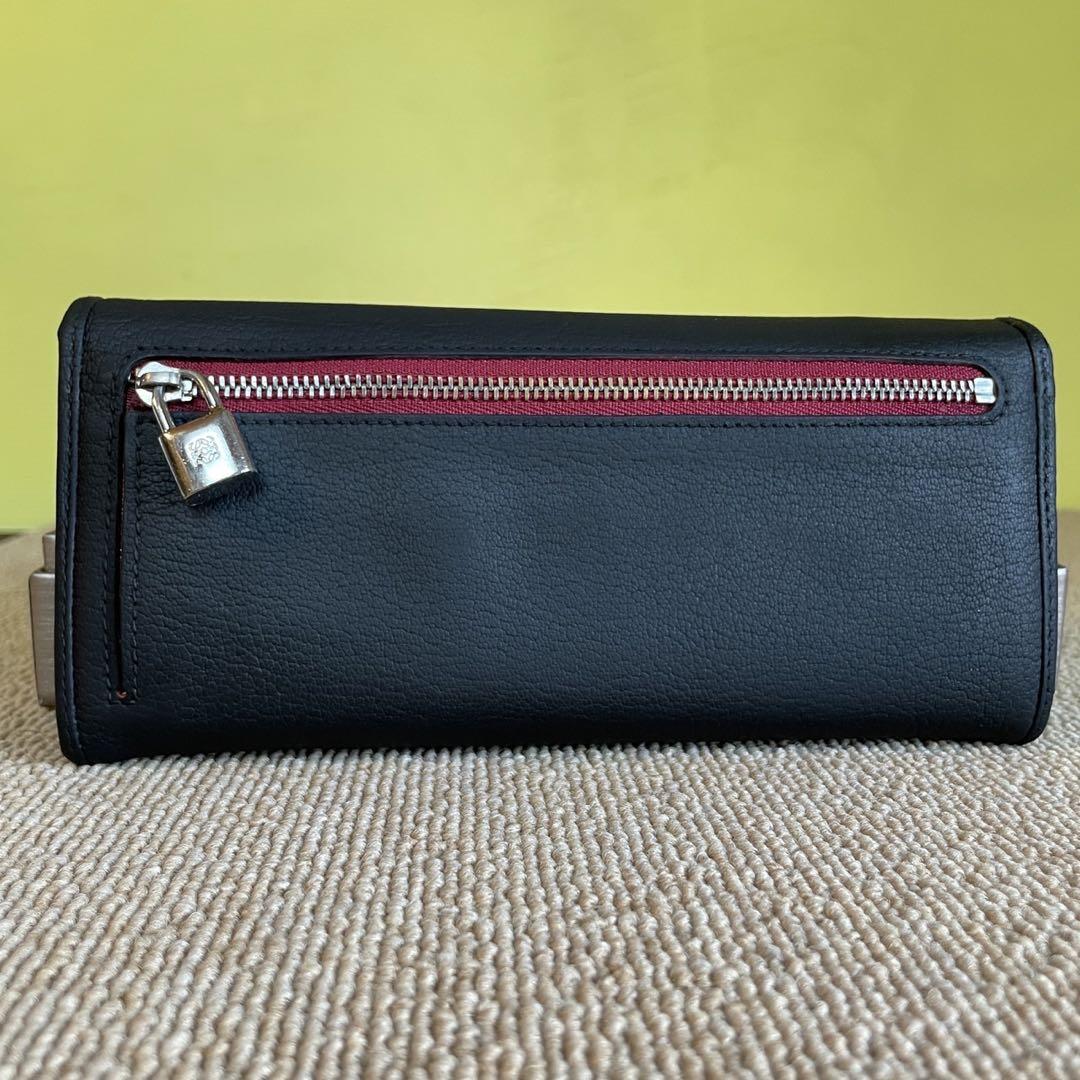 一円　美品　 ロエベ　 LOEWE アマソナ　ロングウォレット　長財布　 黒