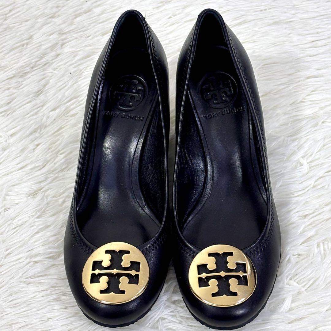 【美品】 TORY BURCH トリーバーチ 23.5 パンプス レザー 金