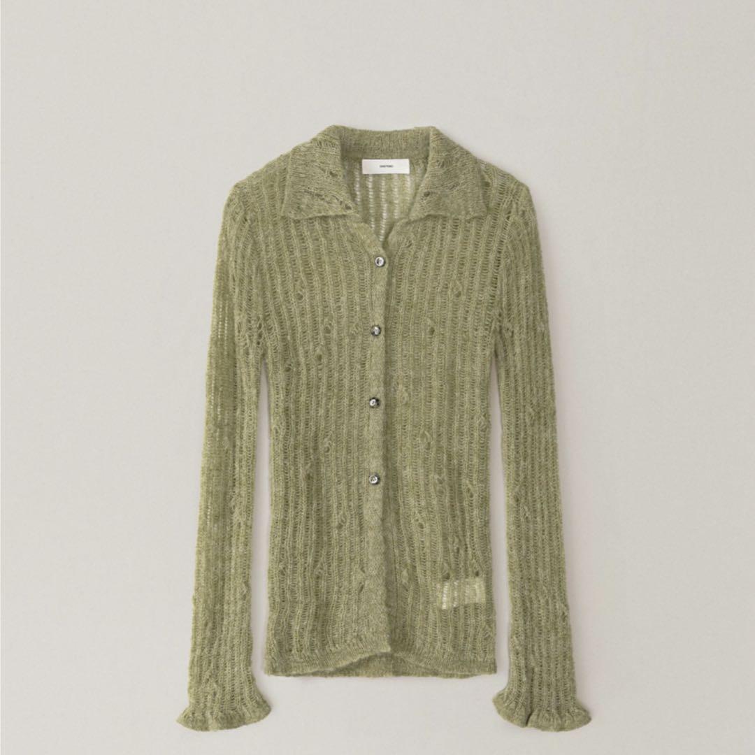 トップス Feather Damage Cardigan light khaki