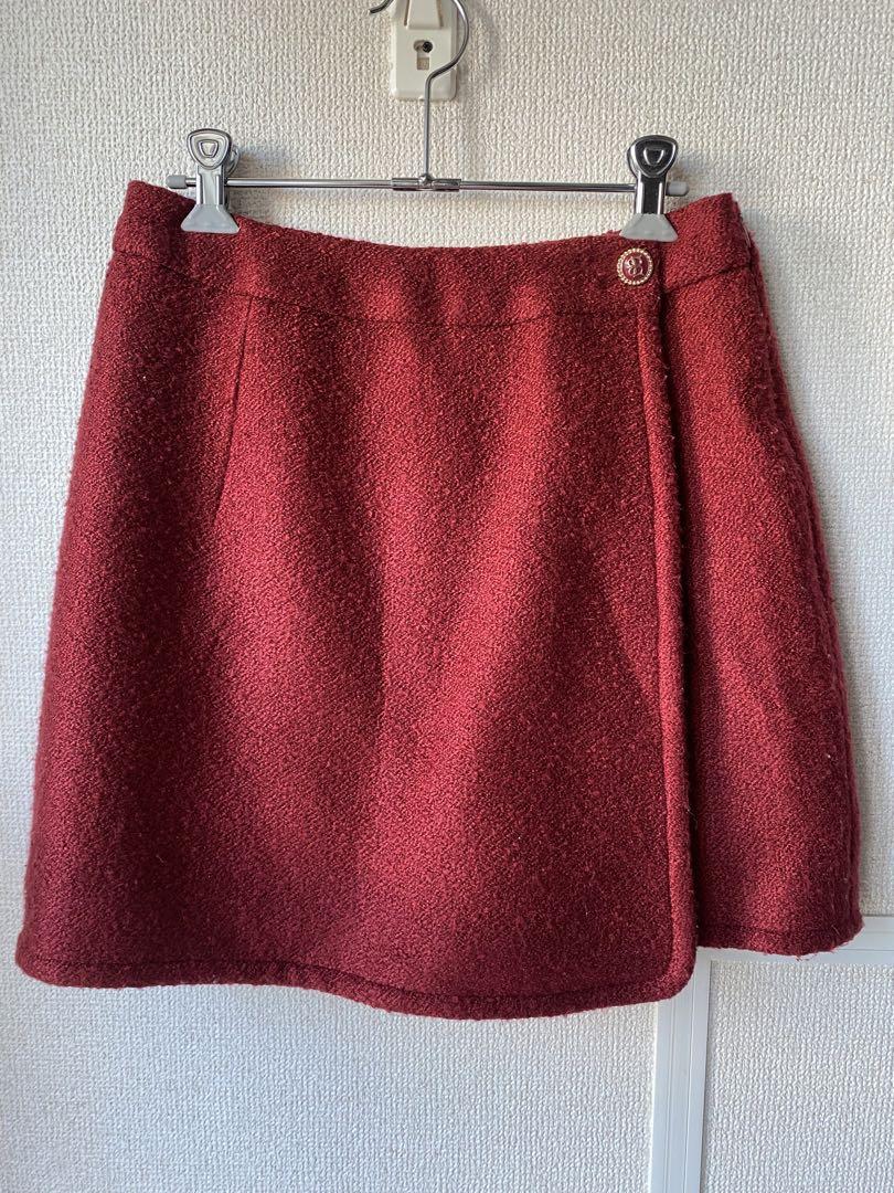 新品未使用タグ付き＊snidel ツイードキュロットパンツ レッド 1