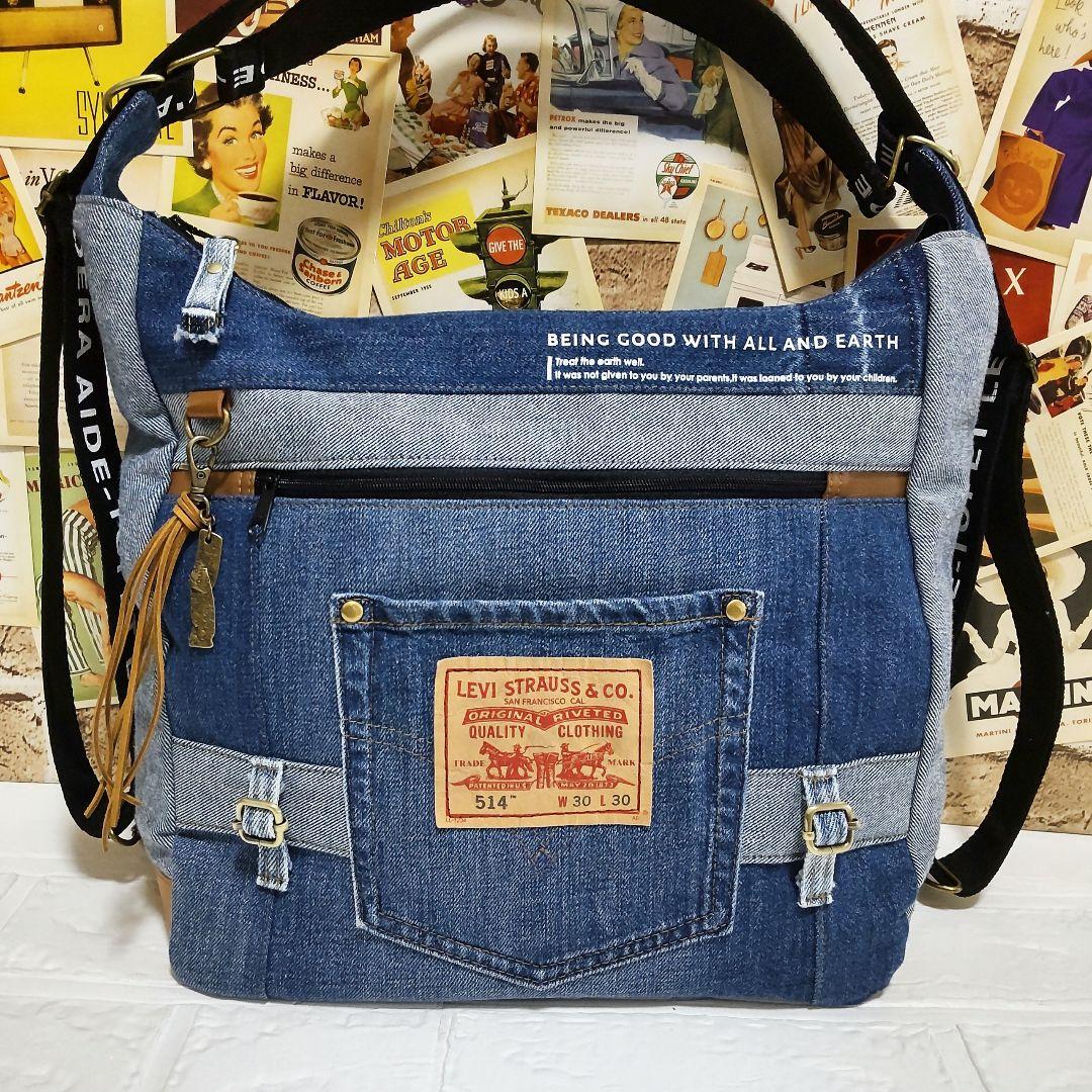 大人気 camelレザー✕リメイクデニム リュックにも出来る3wayバッグ mJ3FP-m24780937760 在庫あ定番