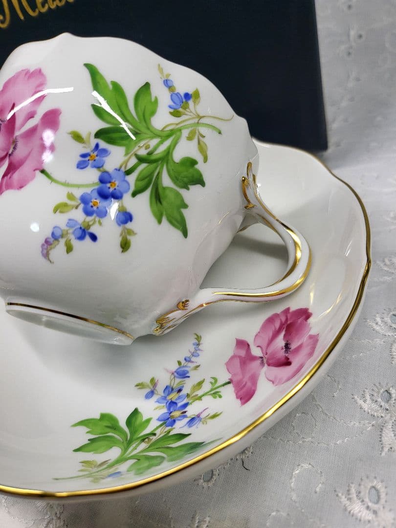 未使用近✨マイセン ベーシックフラワー 2つの花 カップ&ソーサー ピンク 箱