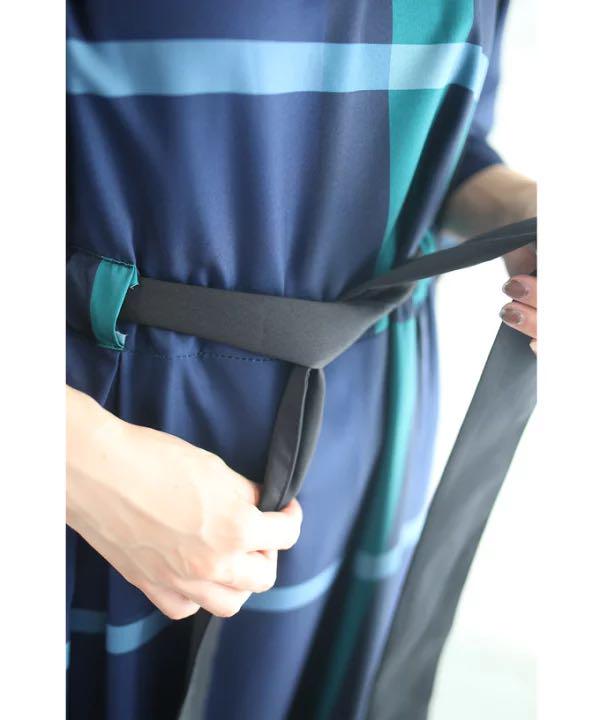 在庫安い 新品タグ付き 上品なチェックのウエストリボンロングワンピース wCAtk-m24790529097 正規品新作