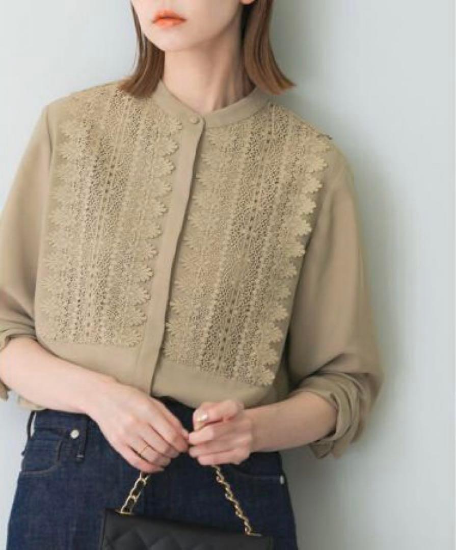 ■23AW アーバンリサーチロッソ ウォッシャブルレースブラウス