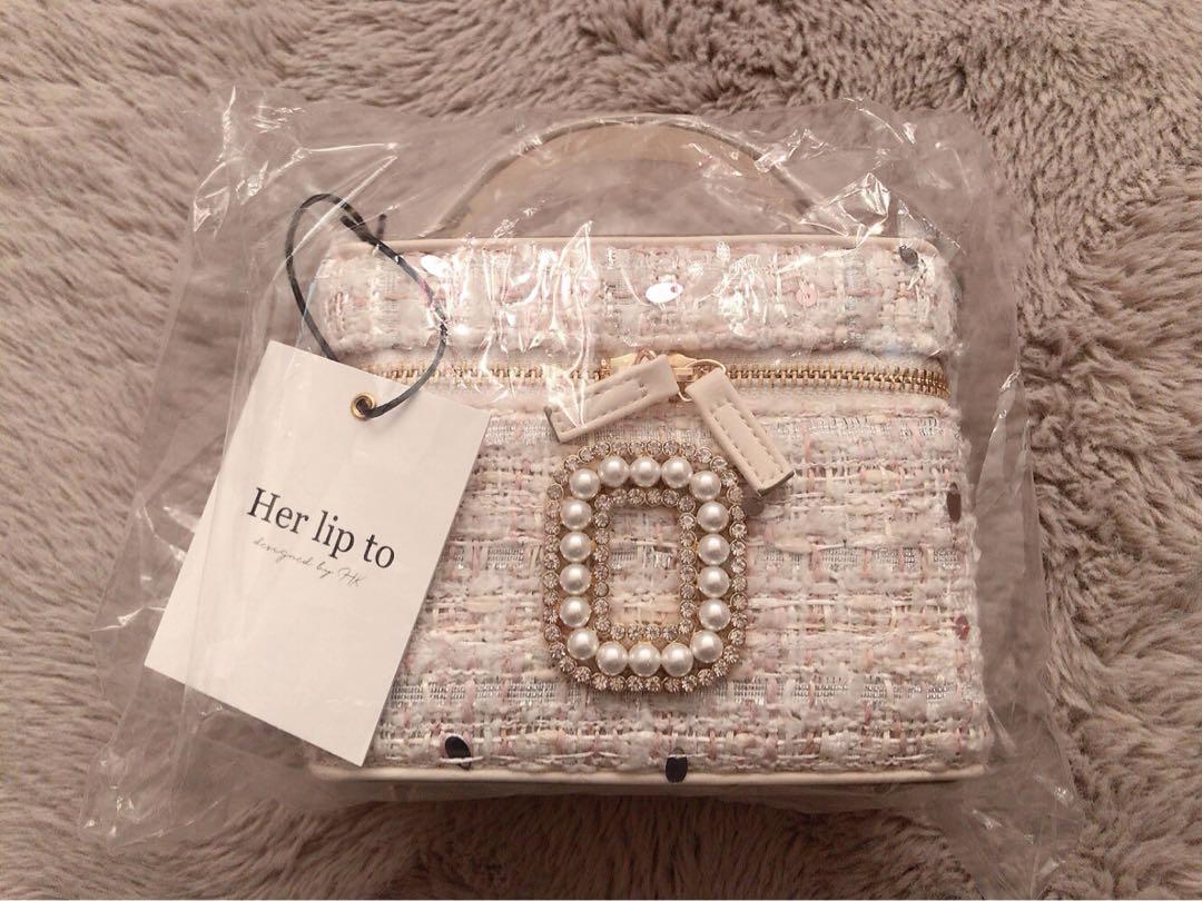 herlipto Tweed Crystal Vanity Bag