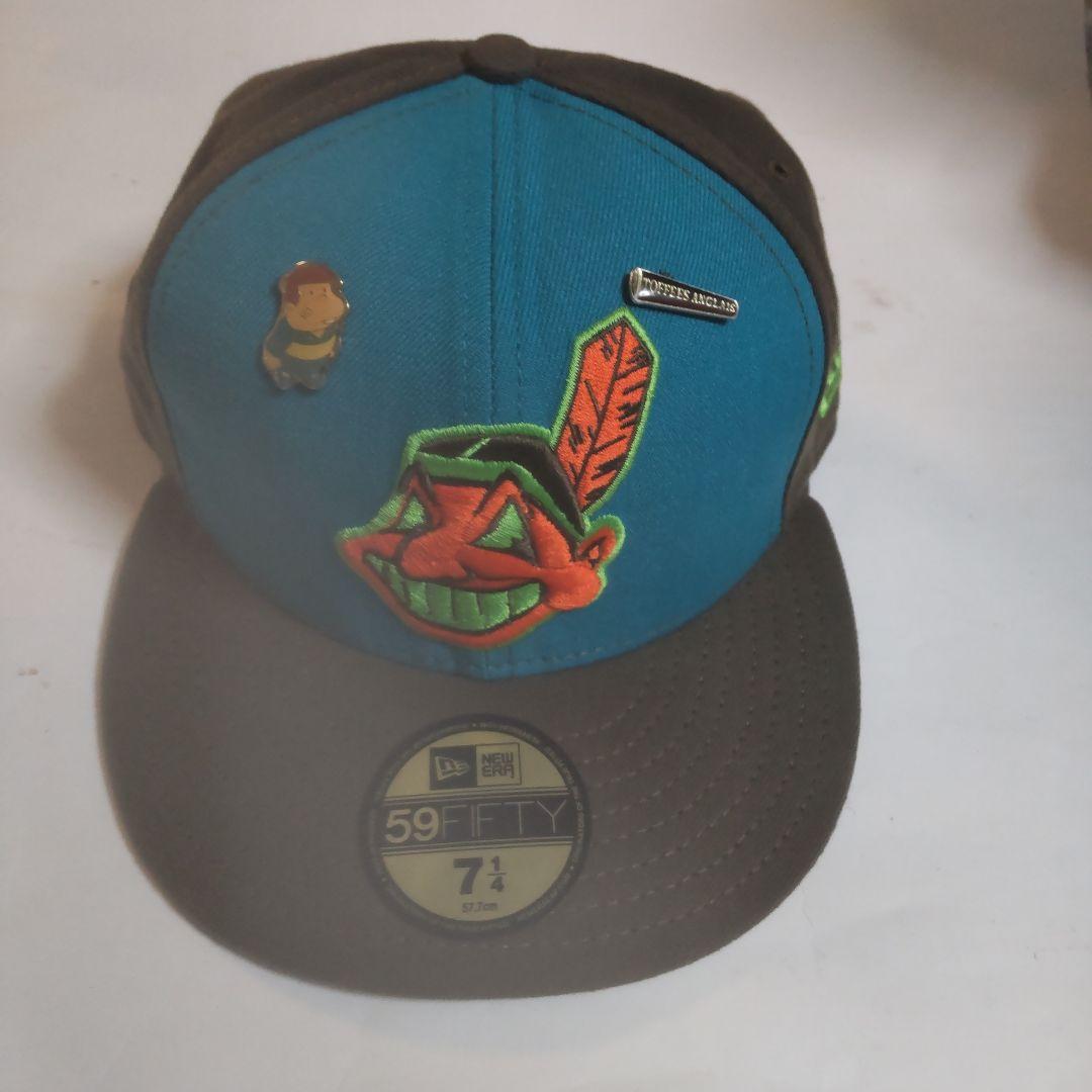 59FIFTY キャップ 青/黒 7 1/4カラフルインディアンズキャップ