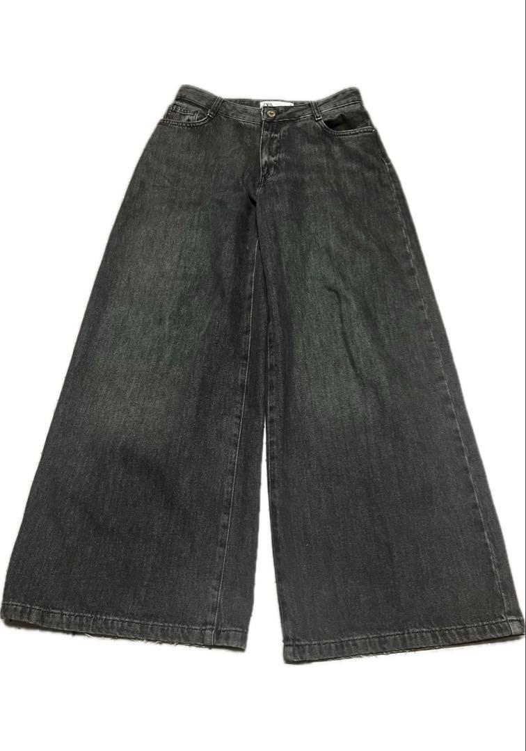 ZARA ワイドレッグブラック デニム 38 Y2K