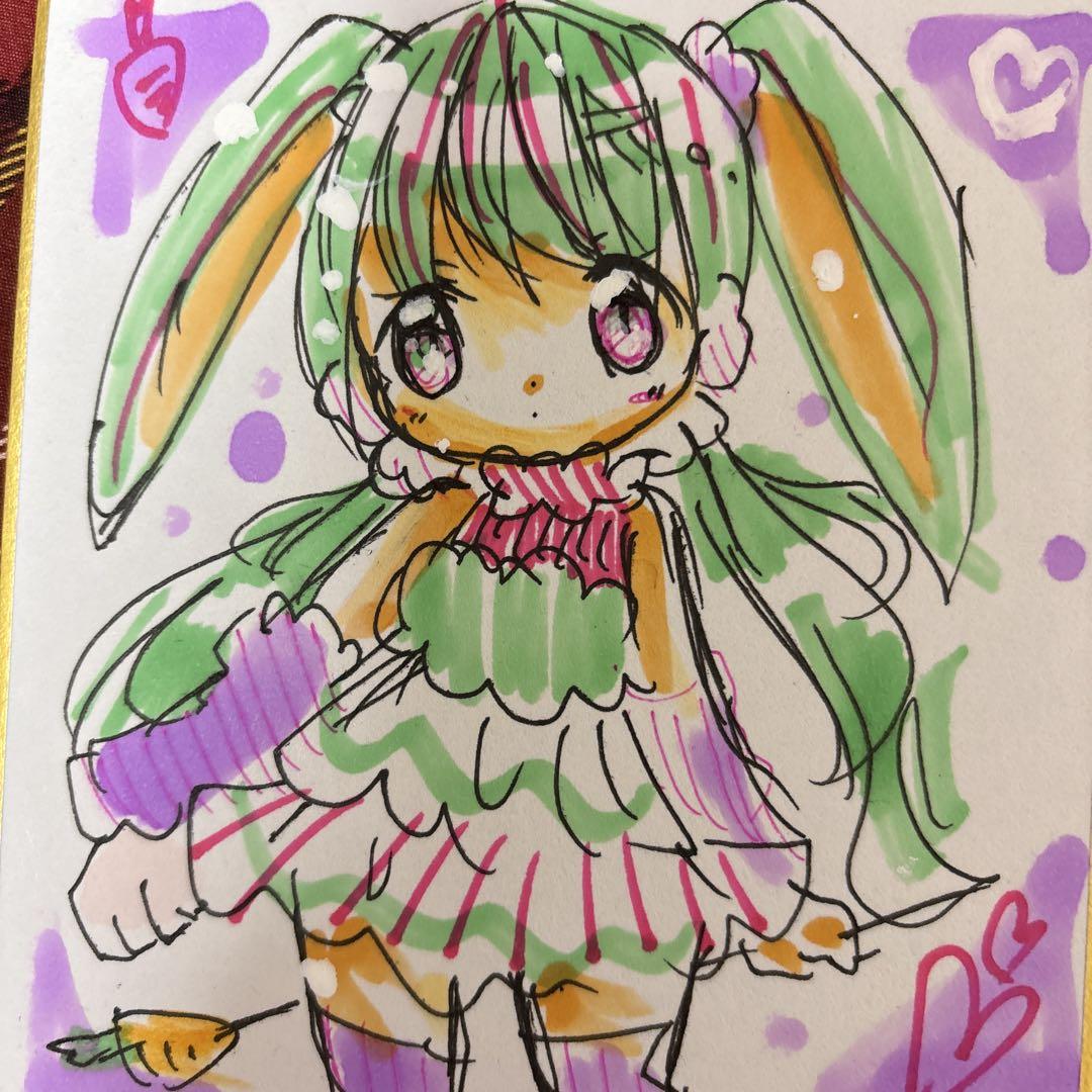 手描きイラスト　少色紙 手描きイラスト 少色紙