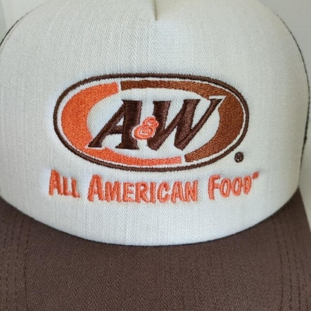 A&W キャップ メッシュ ブラウン ロゴ エンダー 帽子 通気性 快適 白