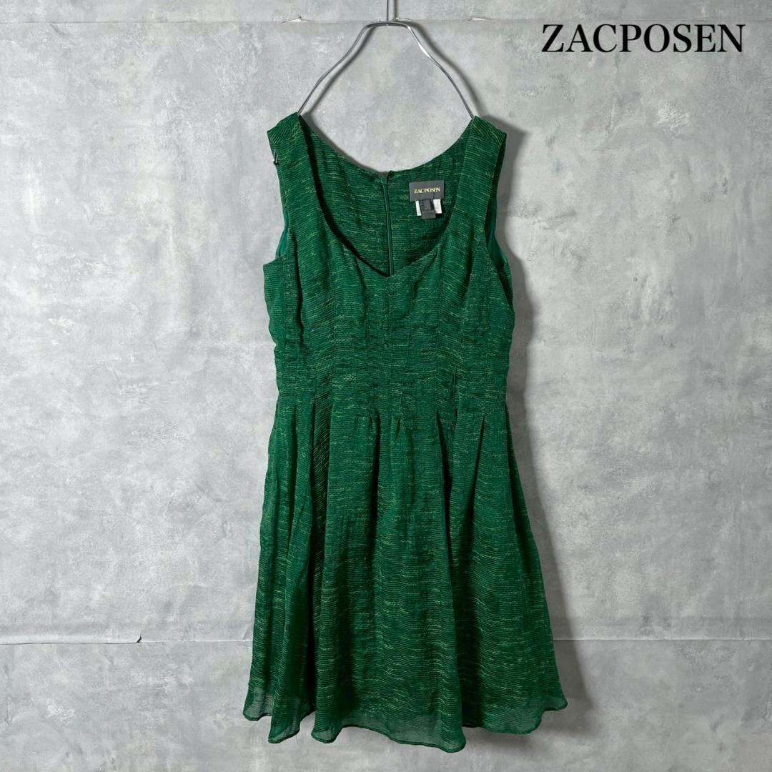 ZAC POSEN アメリカ製 シアー ノースリーブ ワンピース N1213