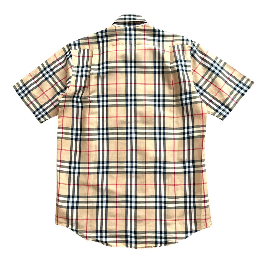 極美品 90s ビンテージ Burberry リネン混 ノバチェック 半袖