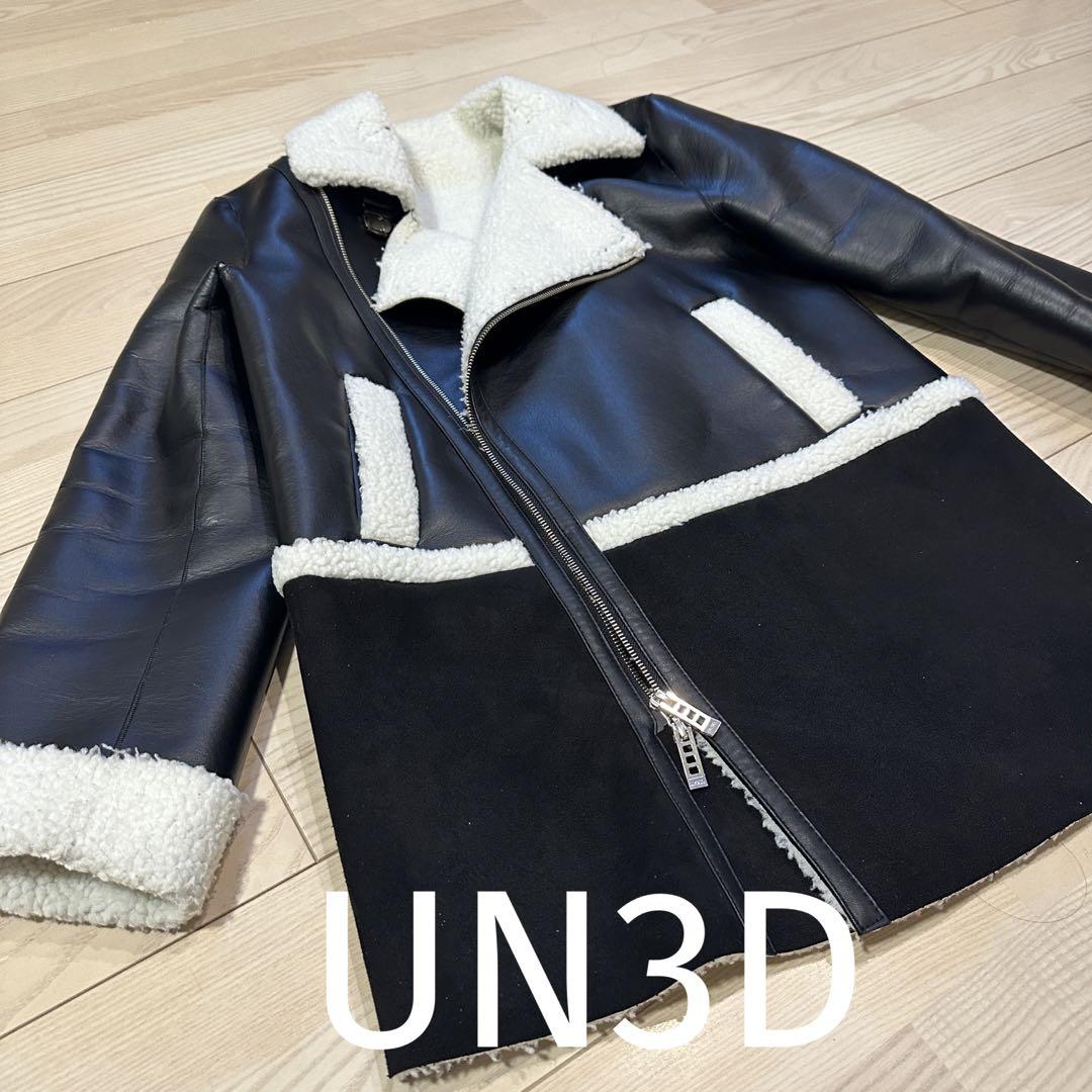 最終値下げ　un3d 美品　ムートン　レザー　ジャケット