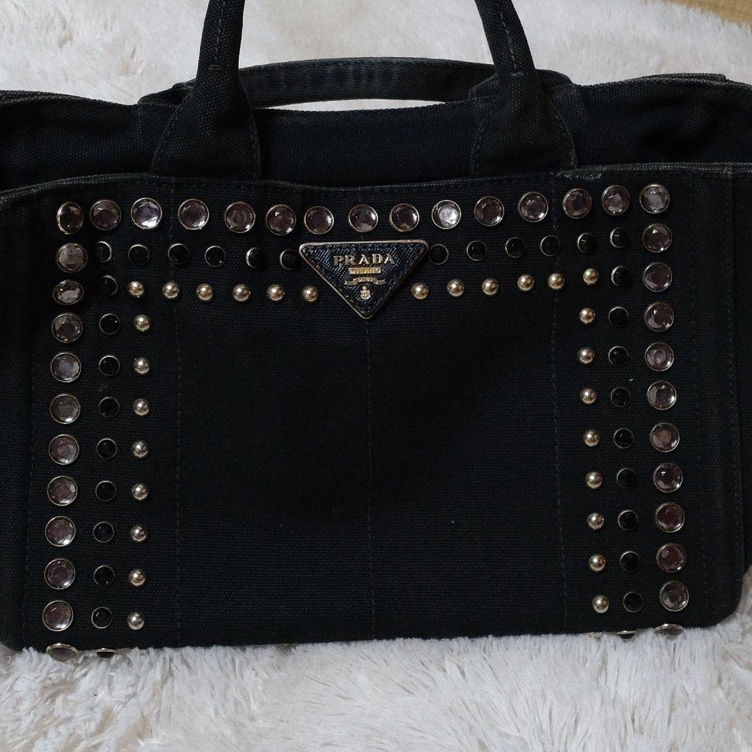 カナパ正規品 証明書ありスタッズPRADAバッグ サイズS www