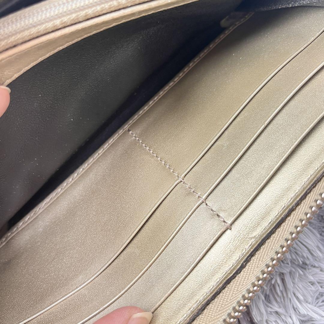 GUCCI✨長財布 ラウンドジップ GGキャンバス ロゴ金具 リボン