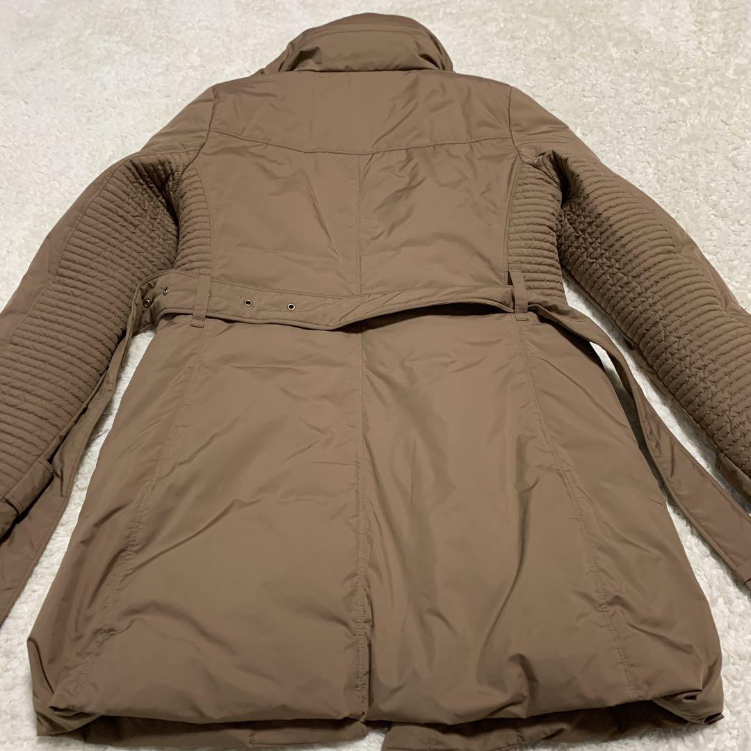 【極美品】バーバリーロンドン メガチェック ロングダウン Aライン ベルト 茶