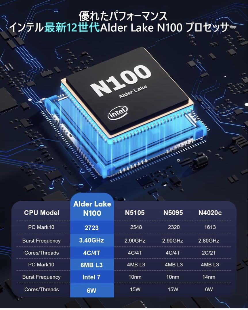 ミニpc n100 高速動作 minipc 最大3.4GHz 8GB 256GB