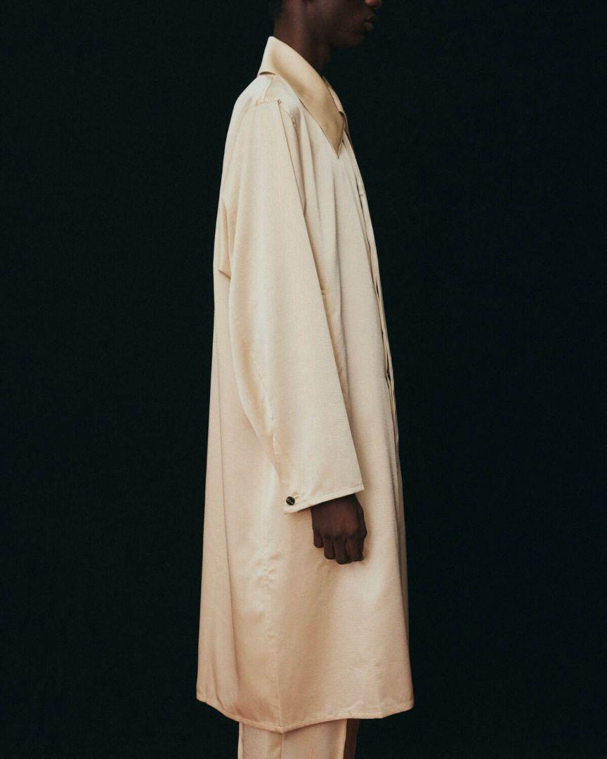 ［semoh］Embossed Effect Wide Collar Coat
