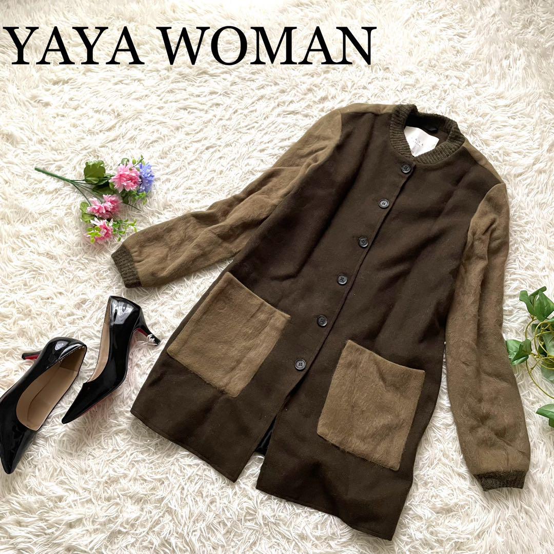 【日本未発売】YAYA フロント切替コート　ジャケットコート　カーキ 5,191円