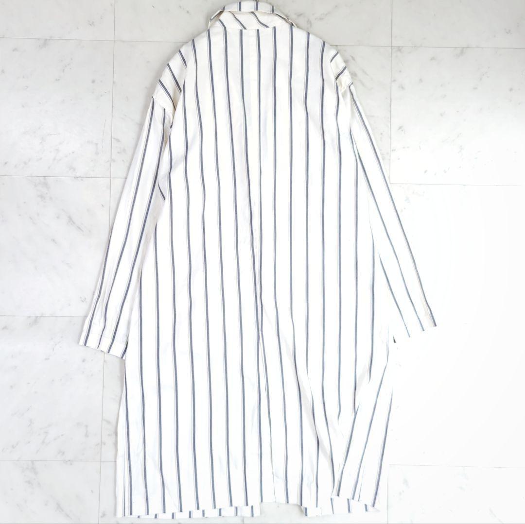 美品【大きいサイズ11】アイシービー iCB ストライプリネンコート チェスター