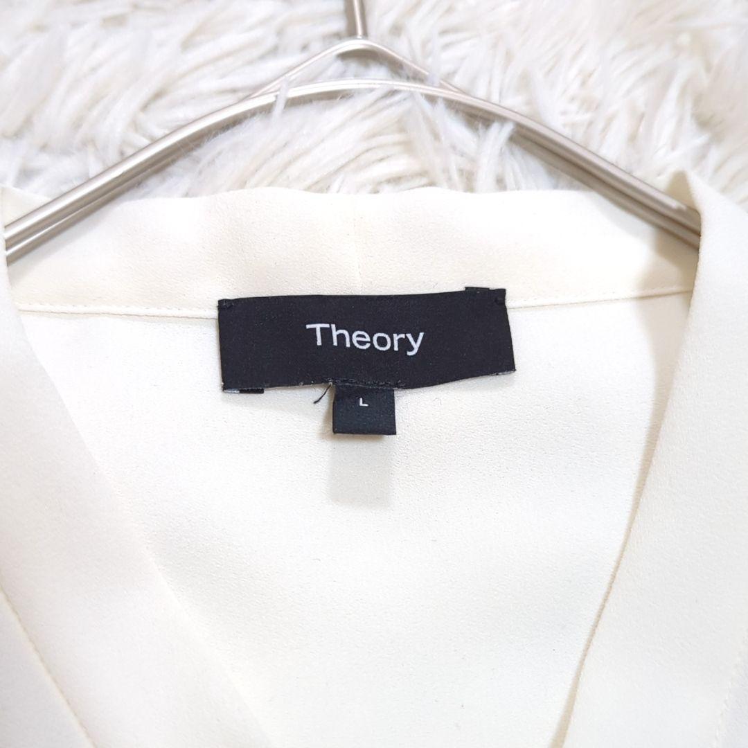 極美品 23SS セオリー L TIE BLOUSE ボウタイブラウス ホワイト