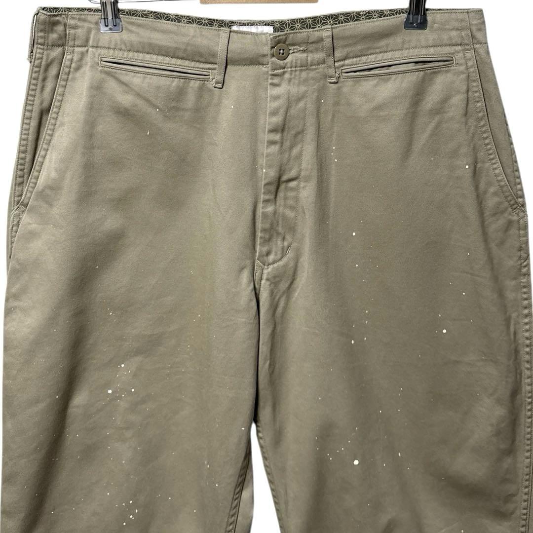 BEAMS JAPAN ビッグチノトラウザー ワイド ペンキカスタム 一点物 BEAMS JAPAN ビッグチノトラウザー ワイド ペンキカスタム 一点