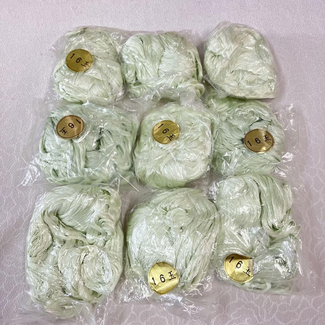 9個セット✨組み合わせ自由✨組紐 シルク糸 絹糸 16玉　黄緑　緑