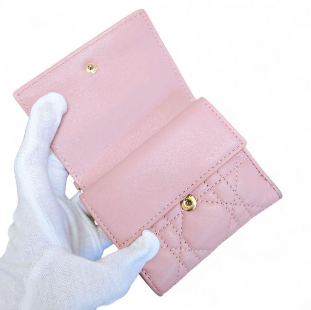 Dior カナージュ ロータスウォレット コンパクトウォレット くすみピンク