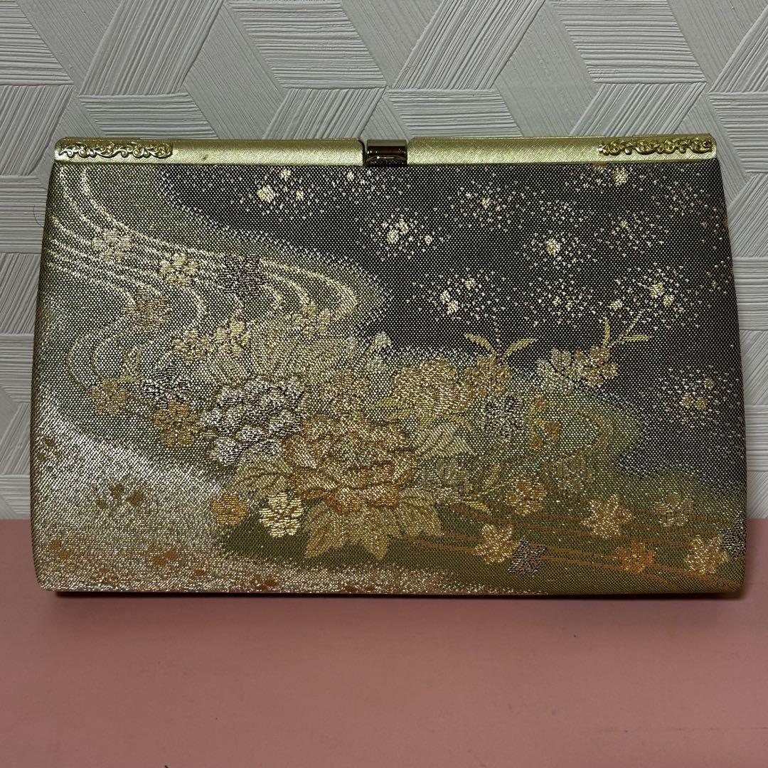 【最終処分‼️】美品 ！！金色花柄草履とバッグセット フォーマル