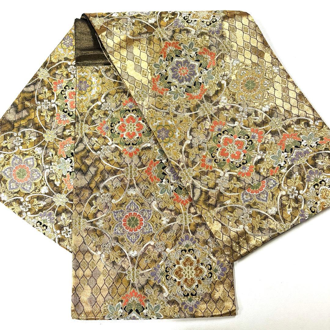 帯4251 ○高級 正絹 六通 袋帯 華文 花文 - メルカリ