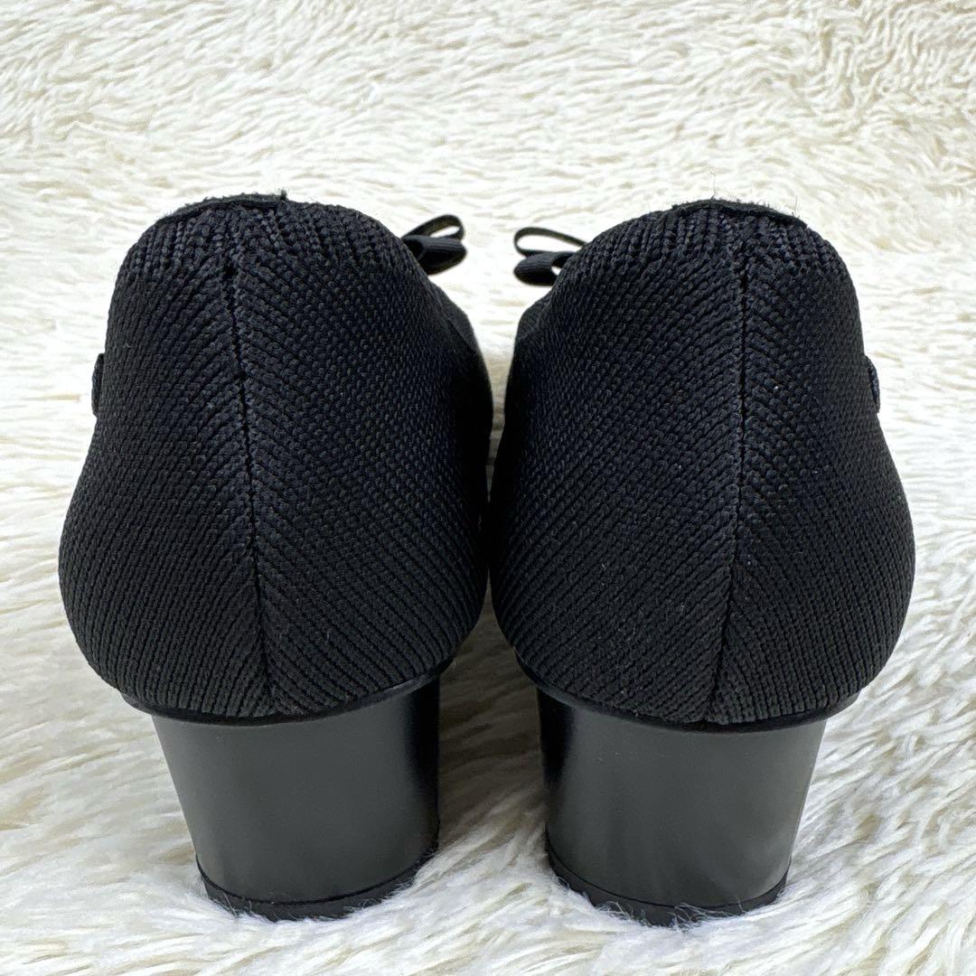 美品、ビバイア、VIVAIA、リボン、黒、パンプス