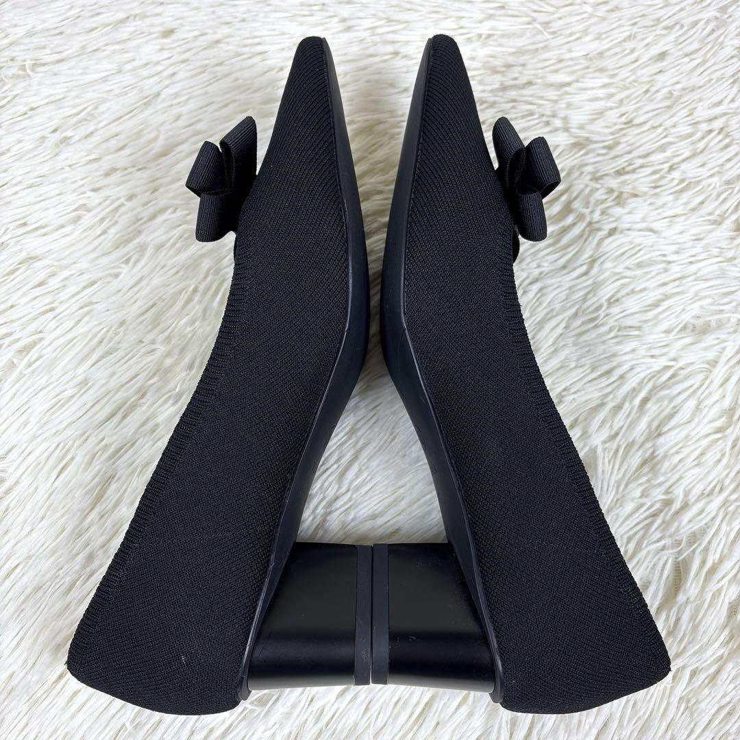 美品、ビバイア、VIVAIA、リボン、黒、パンプス