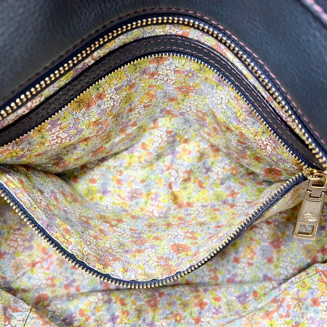 極美品 HAMANO フィオーレ ボクシートート ネイビー トートバッグ