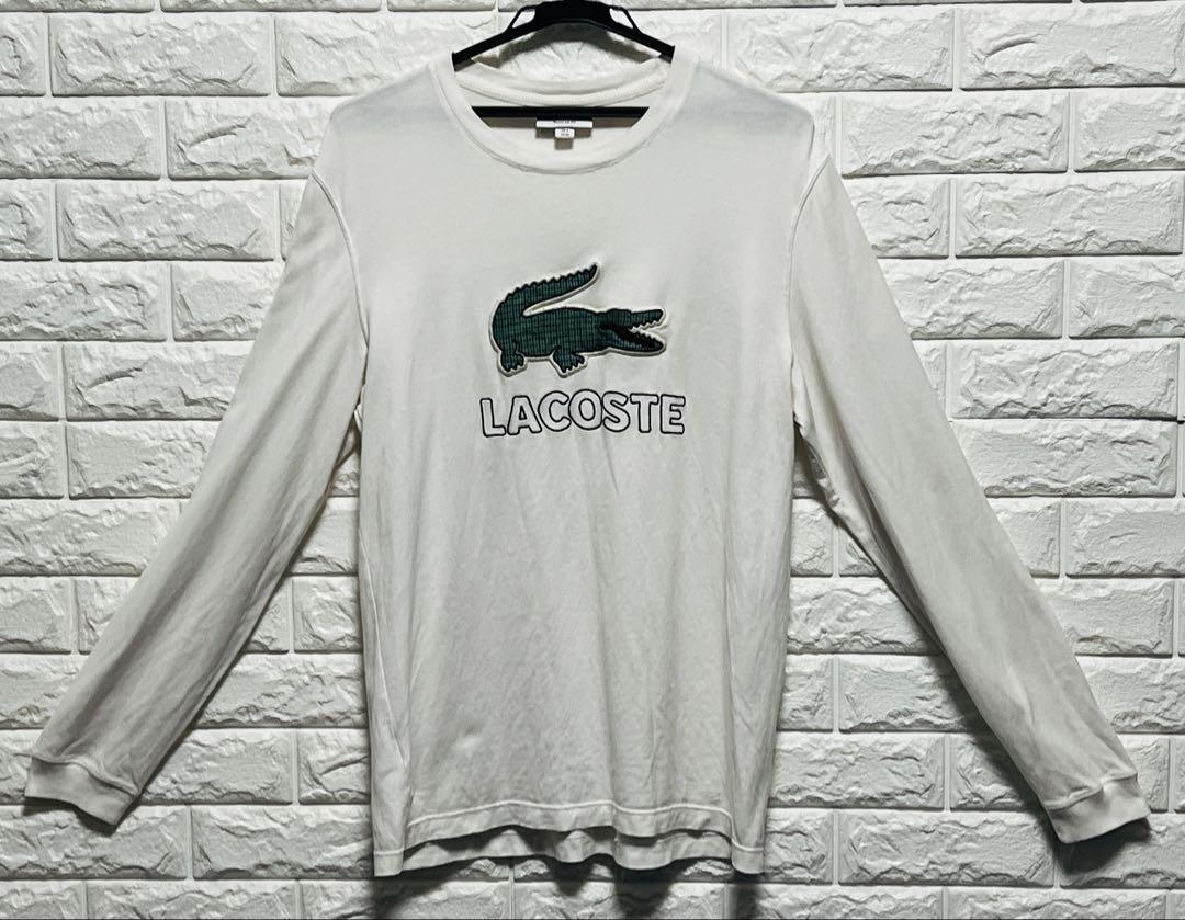 ☆希少☆LACOSTE(ラコステ)長袖シャツ 白 ホワイト デカロゴ