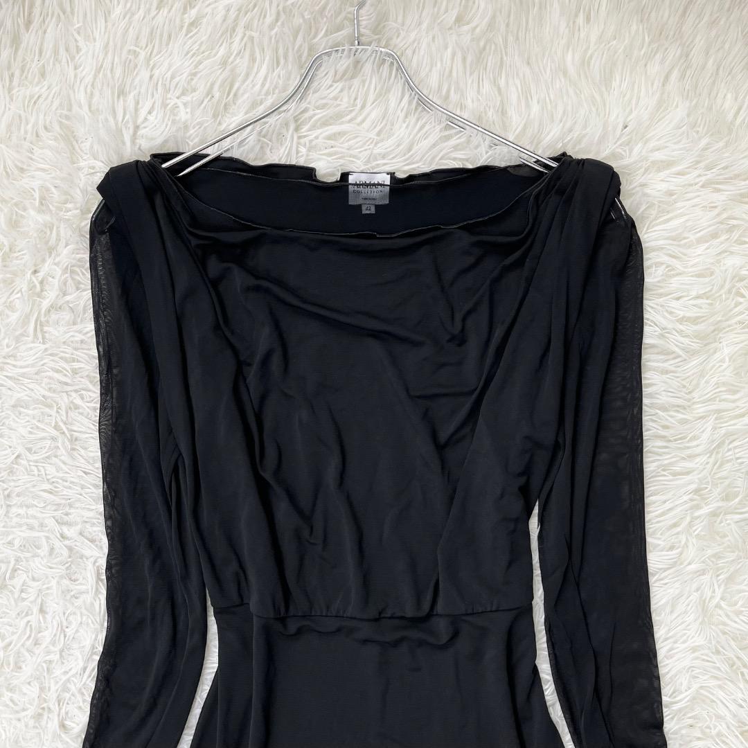 大きいサイズ 美品 アルマーニコレツォーニ ワンピース ドレープ 42 XL 黒