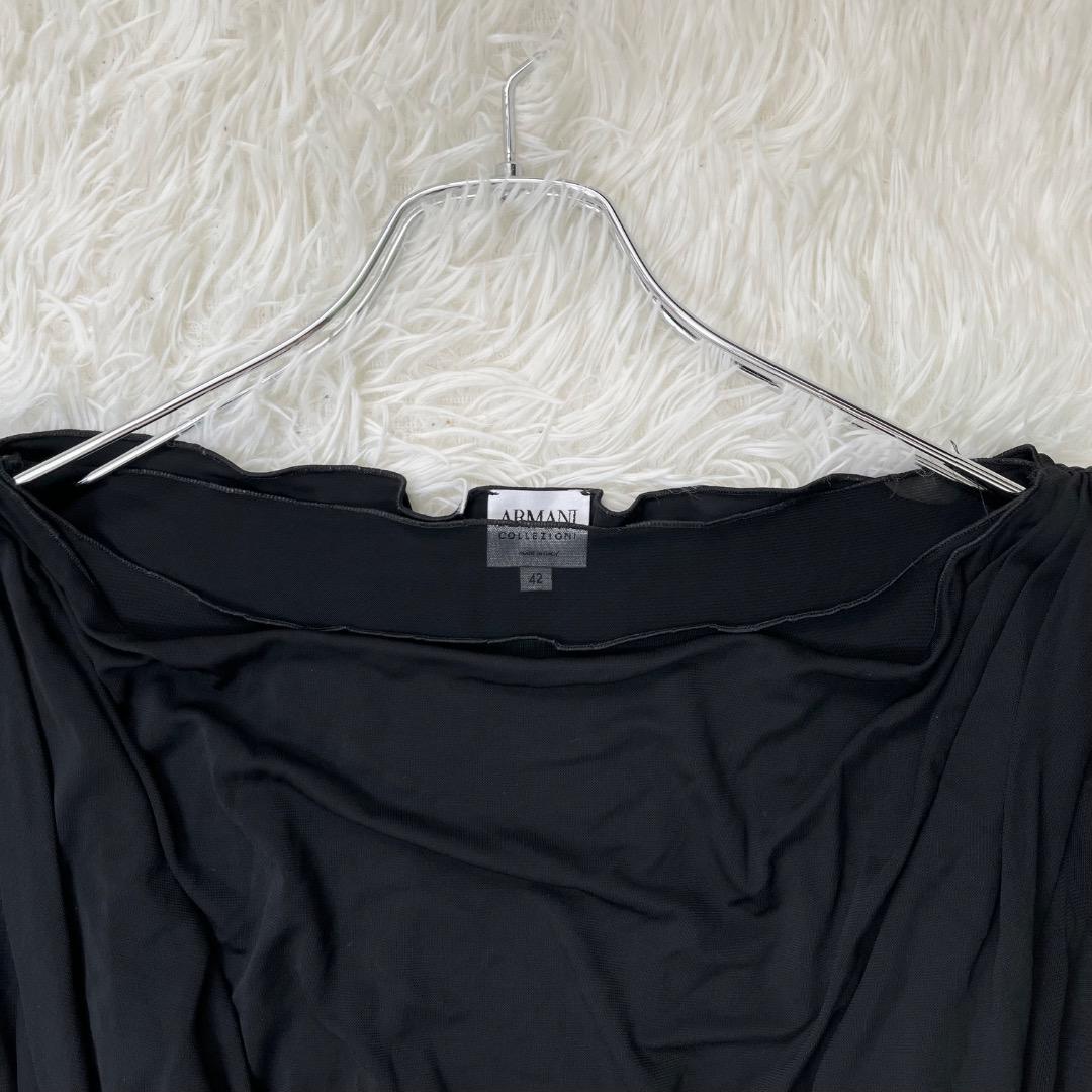 大きいサイズ 美品 アルマーニコレツォーニ ワンピース ドレープ 42 XL 黒