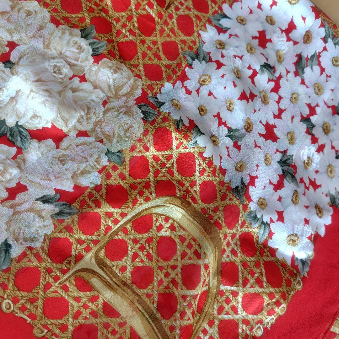 Christian Dior シルクスカーフ 花柄　80×80