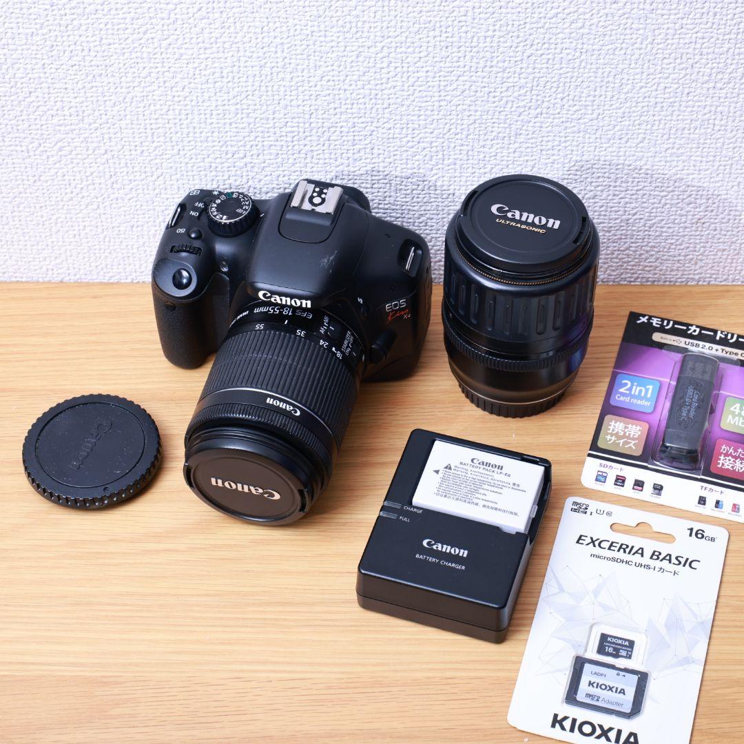 スマホ転送可　Canon Kiss X4 一眼レフデジタルカメラ　レンズ2本等付 スマホ転送OK！初心者向けCanon EOS Kiss X4セット