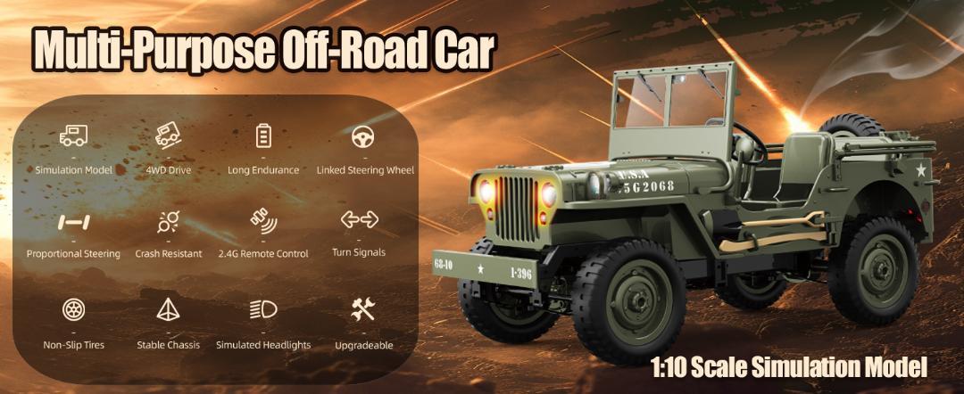 軍用 ラジコンカー 子供向け 人気 35CM 大型 オフロード ジープ 4WD