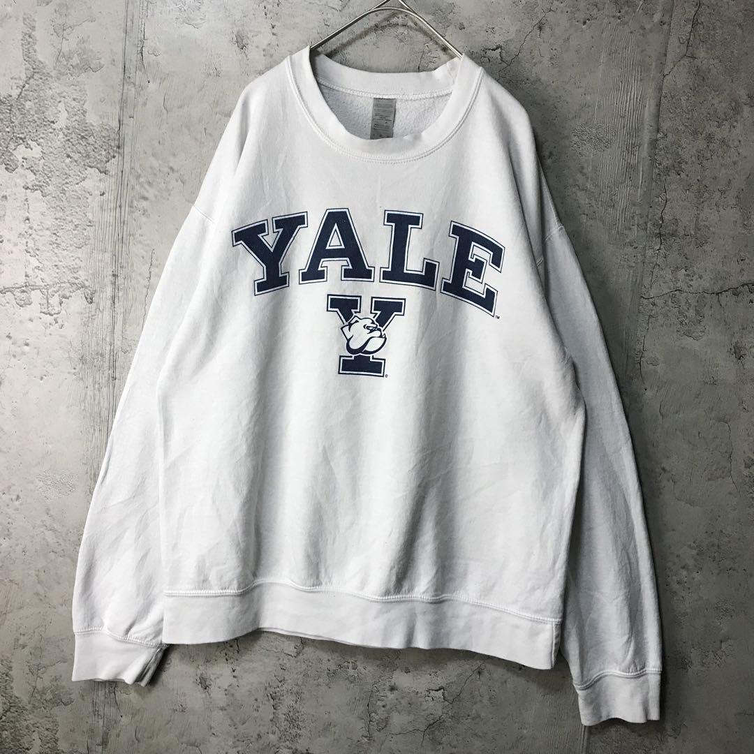 Y2860古着 トレーナー スウェット グレージュ 90s Y2K YALE
