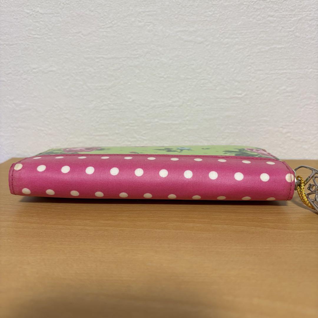 Think Bee シンクビー 長財布 黄緑 ピンク グリーン 花柄 バラ 財布